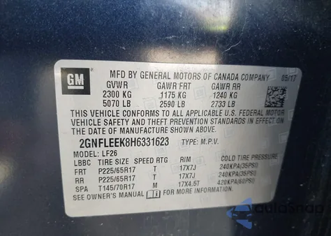 2017 Chevrolet Equinox Ls z USA, uszkodzony, nr VIN 2GNFLEEK8H6331623